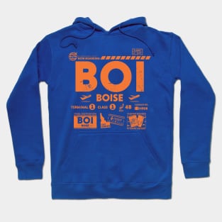 Vintage Boise BOI Airport Code Travel Day Retro Travel Tag Idaho Hoodie